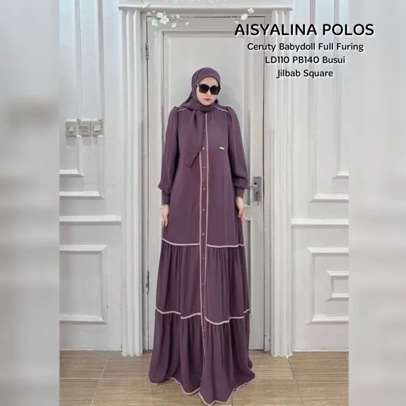 Aisyalina Polos Set Hijab/Gamis Ceruty Polos Set Hijab