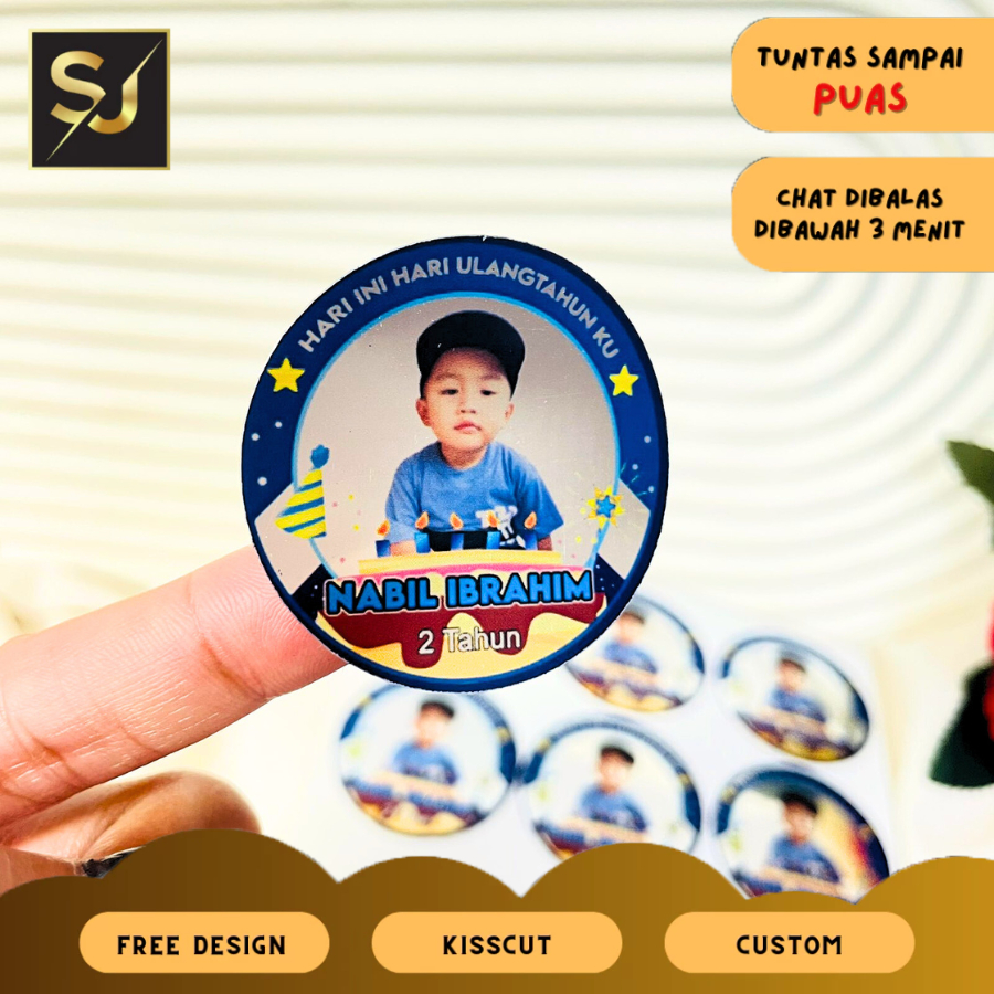 

5-8 Stiker Gold / Silver Ulang Tahun Anak Sticker Label Undangan Happy Birthday Uk.Sedang Sangjaya