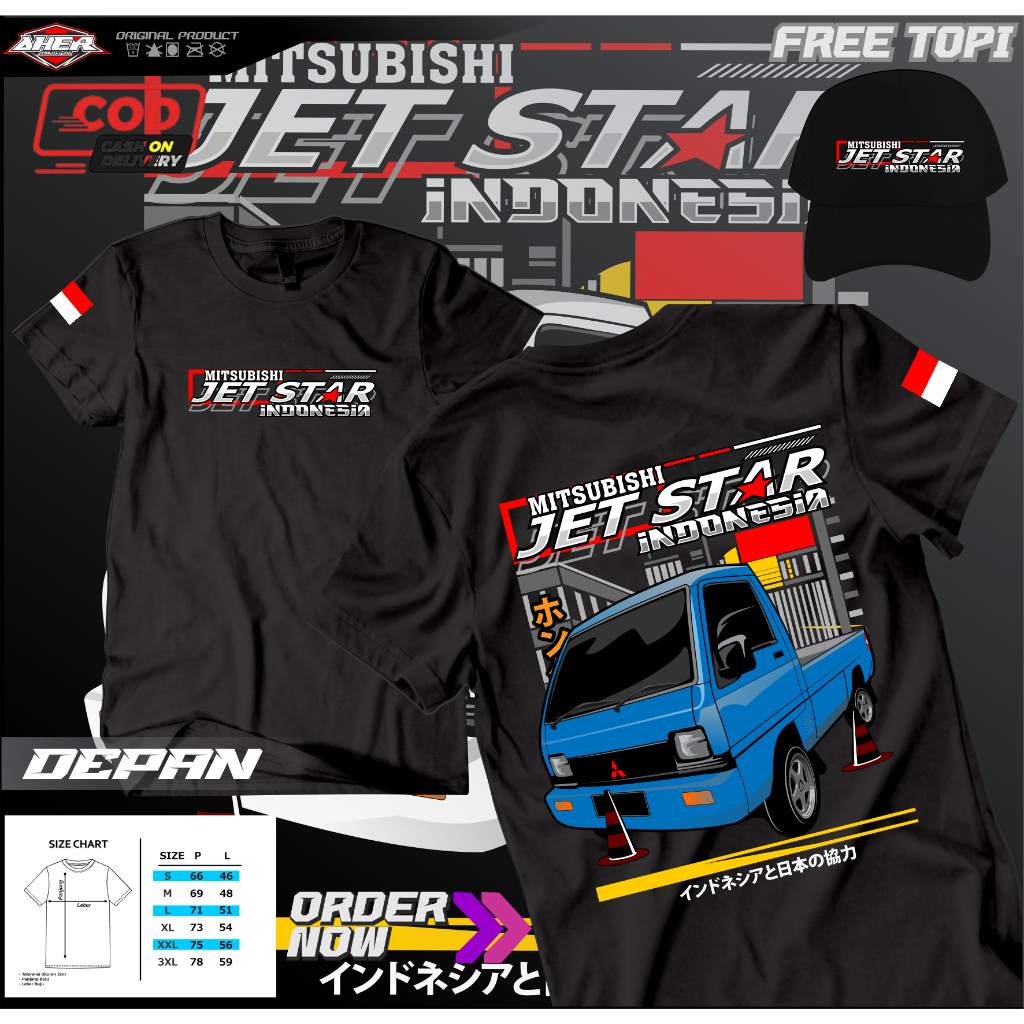 BAJU MOBIL JETSTAR PICK UP GRATIS TOPI||KAOS KOMUNITAS MOBIL JETSTAR TERBARU||KAOS PICK UP