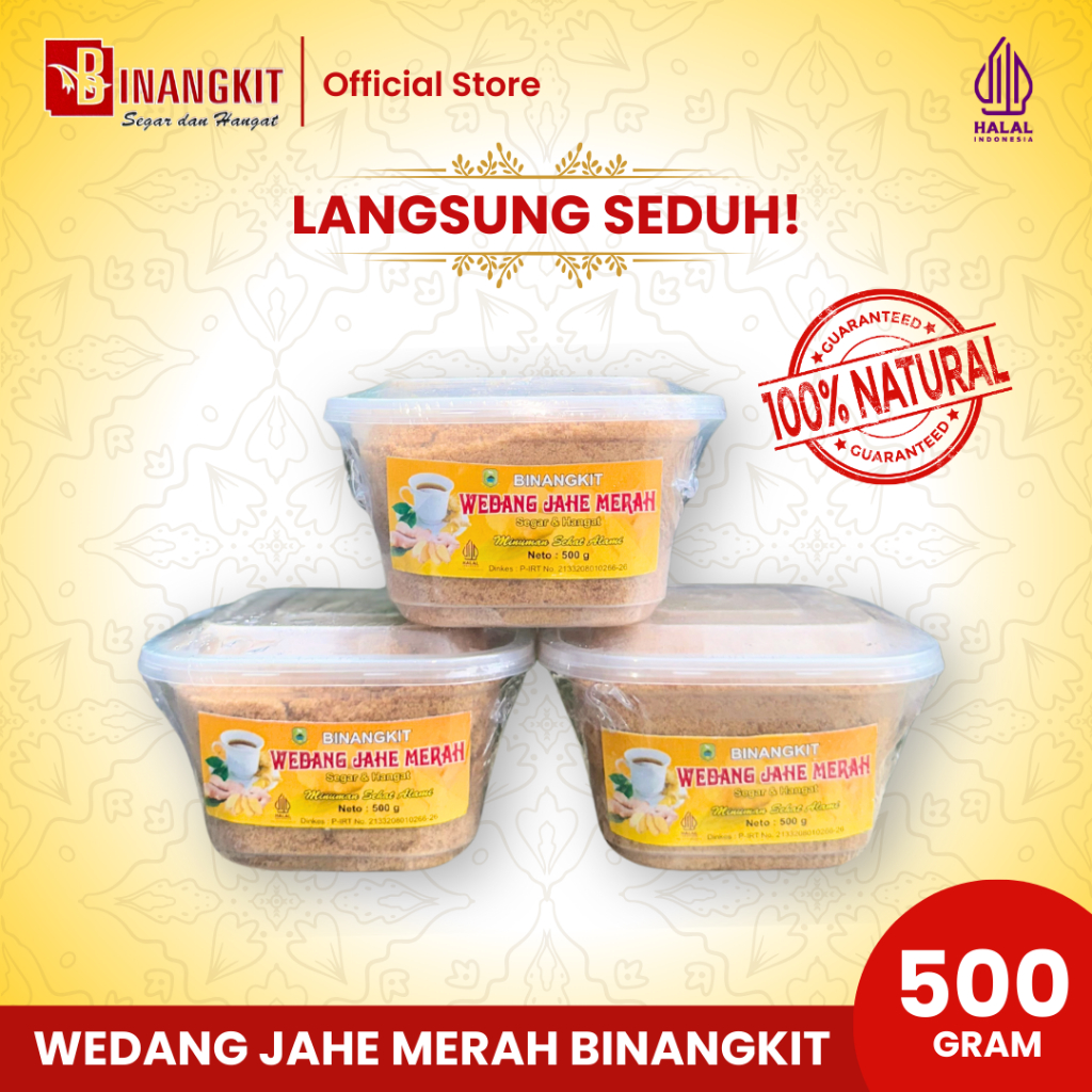 

Wedang Jahe Merah Binangkit Toples 500 gr – Minuman Herbal Penghangat Tubuh dan Penambah Stamina