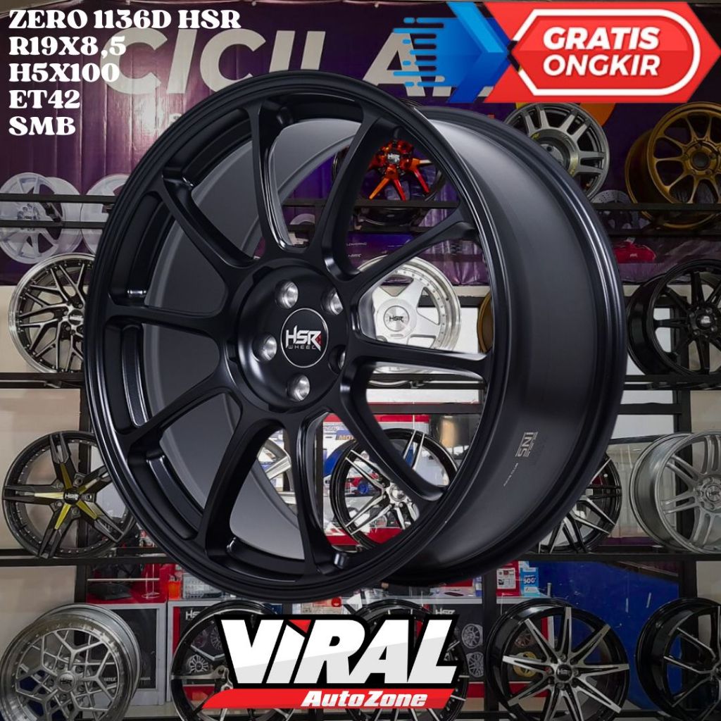 Velg Mobil Ring 19 HSR ZERO R19 LEBAR 8,5 LOBANG 5 PCD 5X100 ET42 BLACK