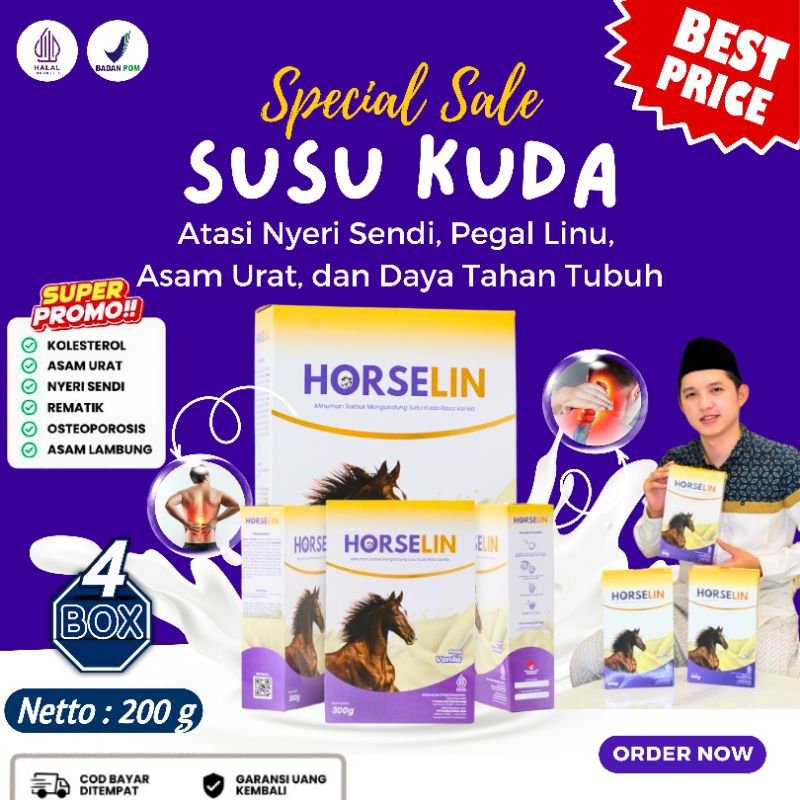 

Horselin Susu Kuda Liar Premium Asli Sumbawa Atasi Persendian Tulang dan Otot Original 200gr 4 BOX
