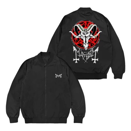 zuro clothing Jacket Bomber MAYHEM SATANIC  Jacket pria waterproof Black Unisex