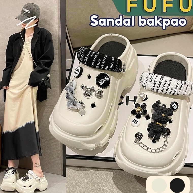 Harga Murah FUFU Sandal Sepatu Wegdes Wanita Sendal Baim Sandal Kodok Sendal Slip on Sepatu Sandal W