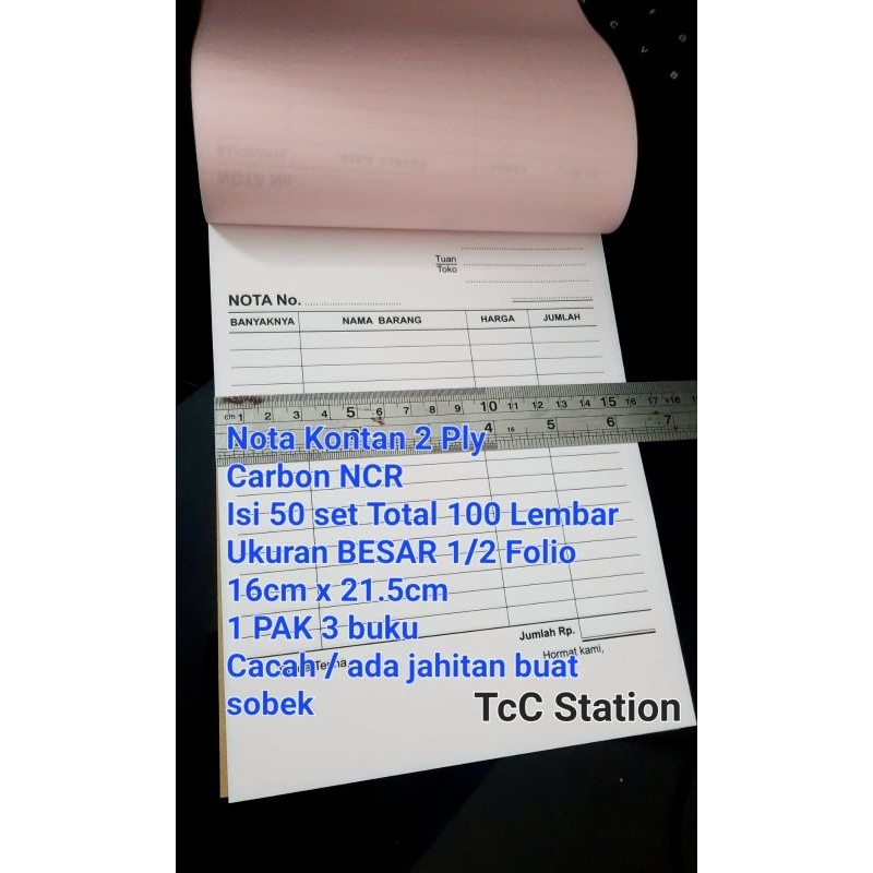 

1 PAK 3 buku Nota Kontan Besar 2ply 1/2 folio 2 rangkap isi 50 set isi 100 lembar Bon Kontan sudah di cacah nota kontan polos
