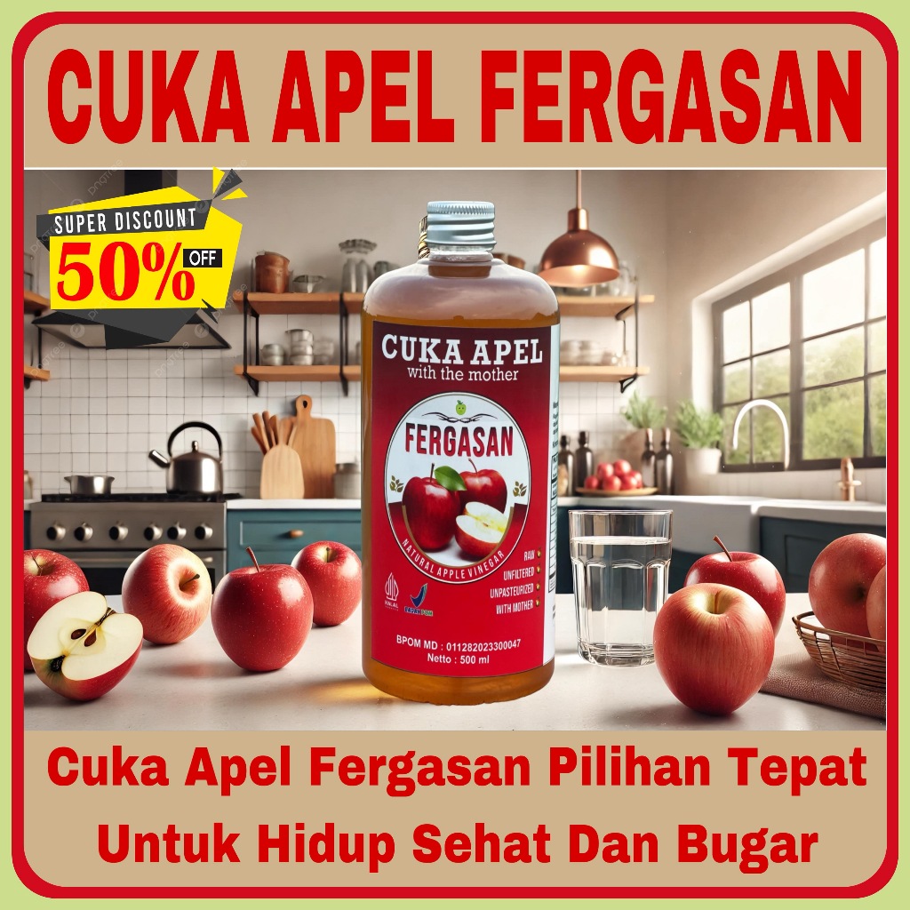 

Cuka Apel Fergasan Original & 100% Organik, Diet Detoks, Kesehatan, Apple Cider Vinegar, with Mhoter