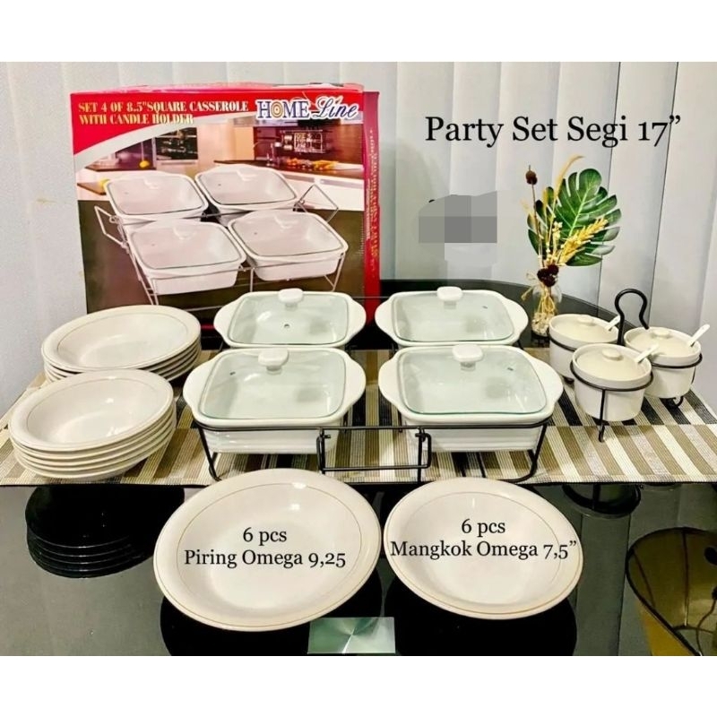 FREE PAKING KAYU Prasmanan keramik set polos putih