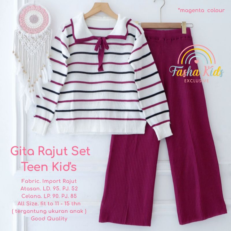 (COD) gita rajut set teen kids ORI Fasha kids// jesica/ vany/setelan rajut anak remaha 10-15tahun
