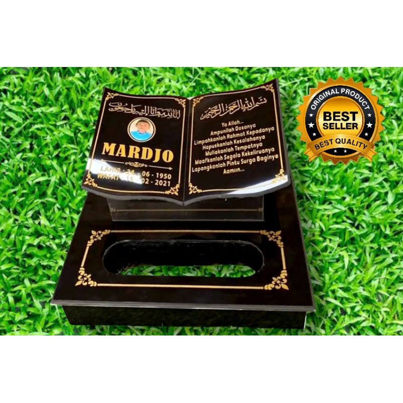Batu Nisan Buku Jumbo Plus Foto Premium ukuran 40 x 40 CM