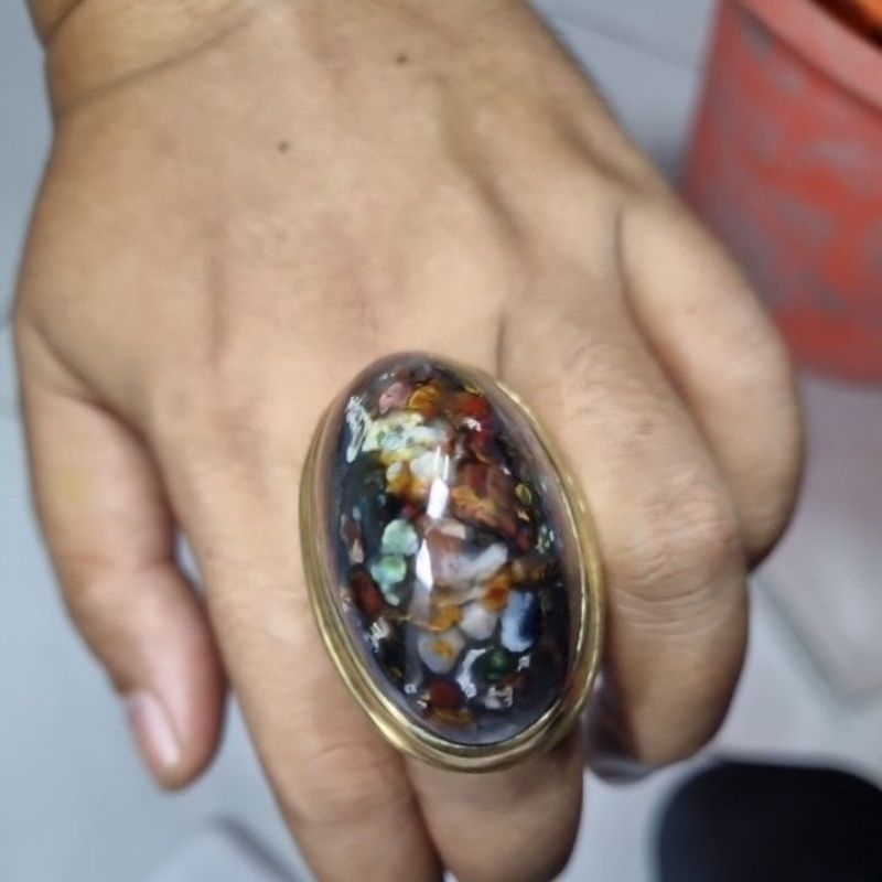 BATU AKIK OBI ASLI PANCAWARNA MOTIF IKAN KOI (RARE)