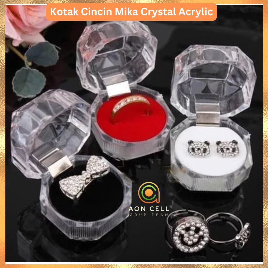 Kotak Tempat Cincin / Wadah Cincin / Box Cincin Mika Kristal Akrilik Tempat Kotak Perhiasan Acrylic 