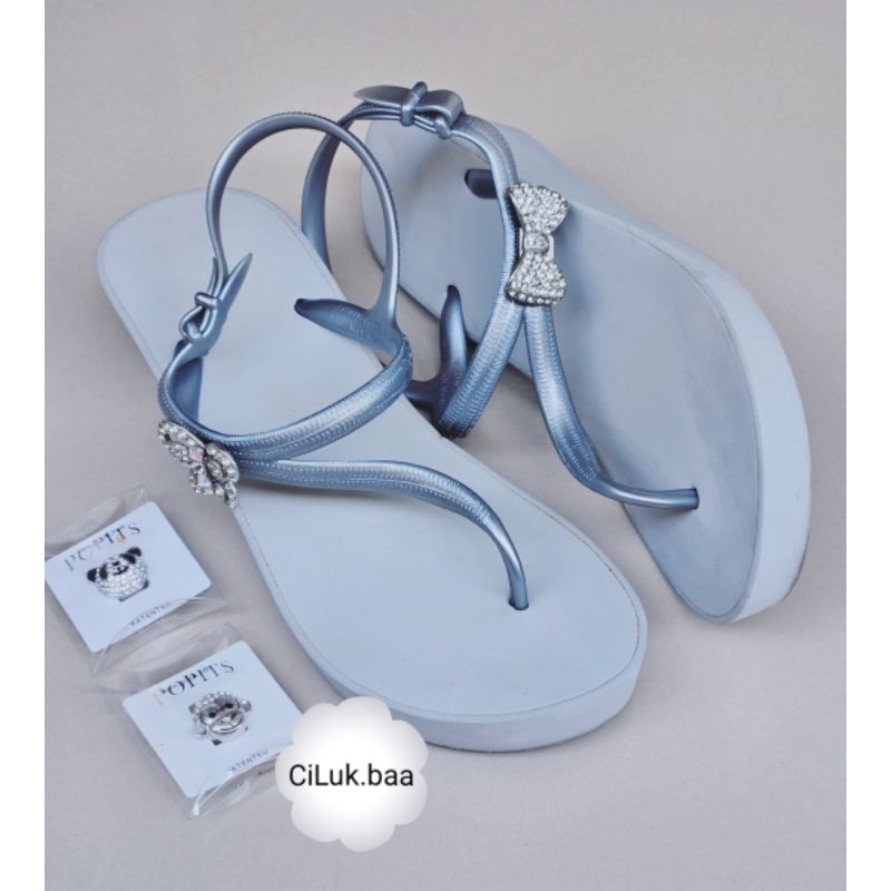 [𝗟𝗜𝗞𝗘𝗡𝗘𝗪] POPITS Sandal COCO SILVER GREY #39-40 (Insole 25cm) • ORIGINAL