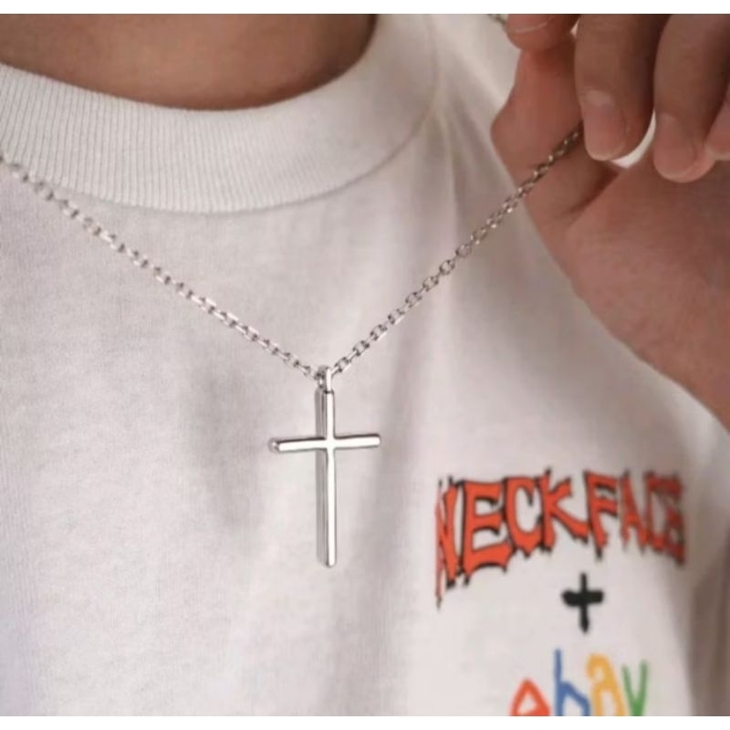 KALUNG RANTAI SALIB PRIA VINTAGE CROSS NECKLACE KOREA STYLE FASHION