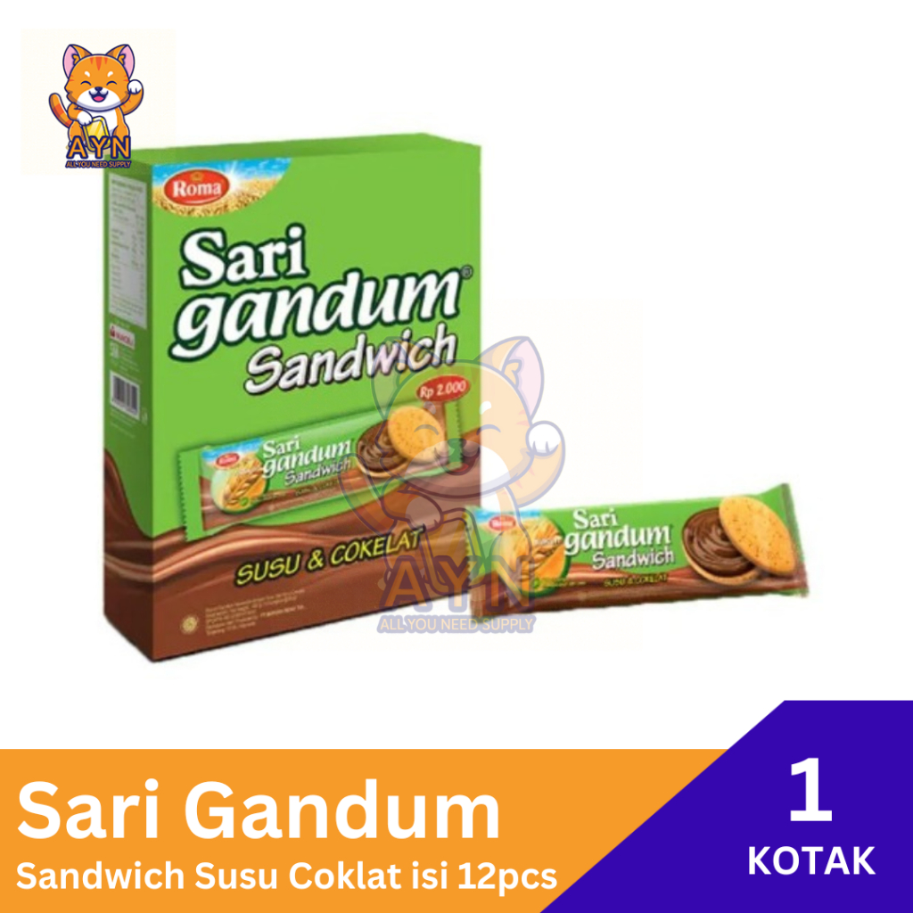 

Sari Gandum Sandwich 1 Box isi 12 pcs 36 gram