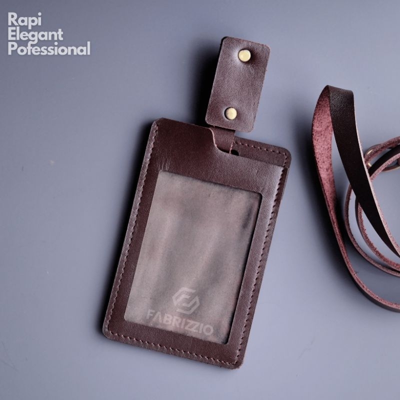 

name tag id card lanyard executive multifungsi kulit asli-CLIP ON