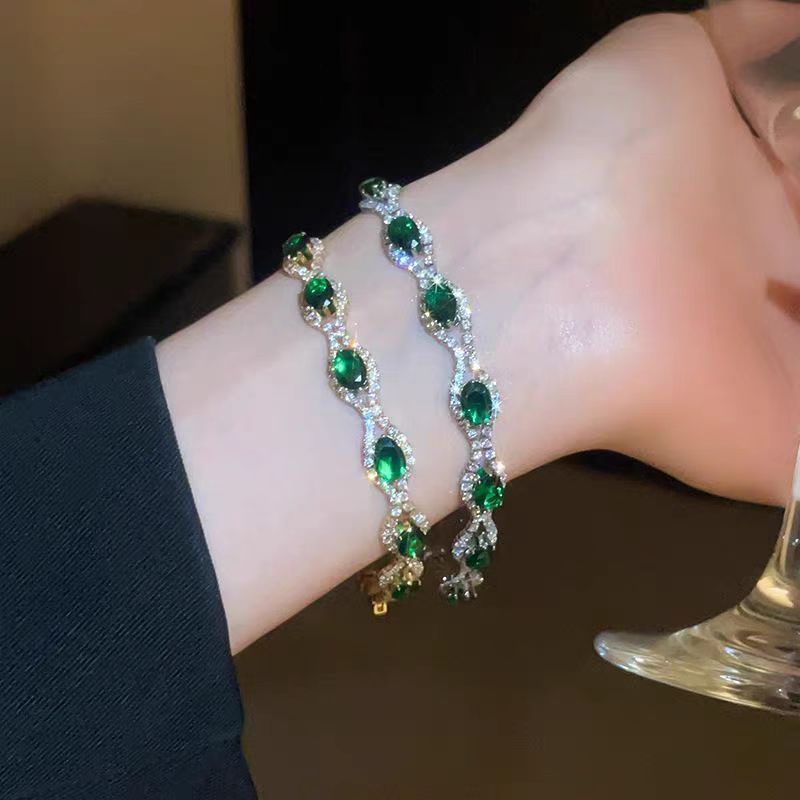 Gelang Perhiasan Mewah Berlian Eropa Perhiasan Wanita Elegan Gelang Kristal Asli