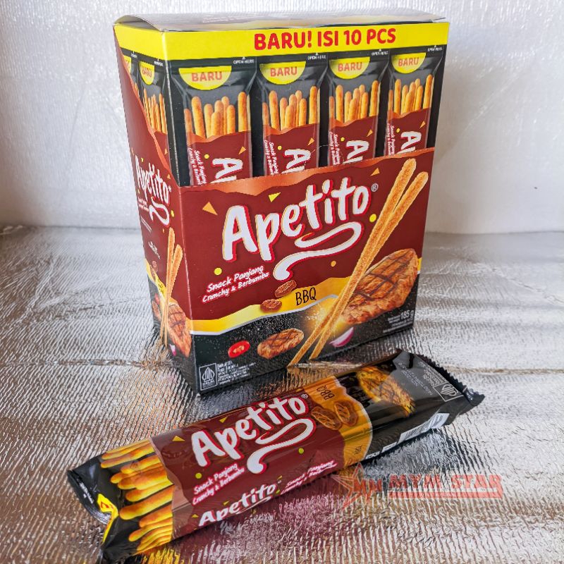 

Apetito BBQ Biskuit Stik Snack Panjang Crunchy & Berbumbu Rasa Barbeque isi 12