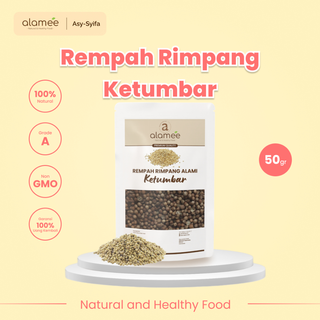 

ALAMEE Ketumbar Organik Coriander Seed Biji Rempah Rimpang Alami Bumbu Seasoning Masakan Masak 50gr