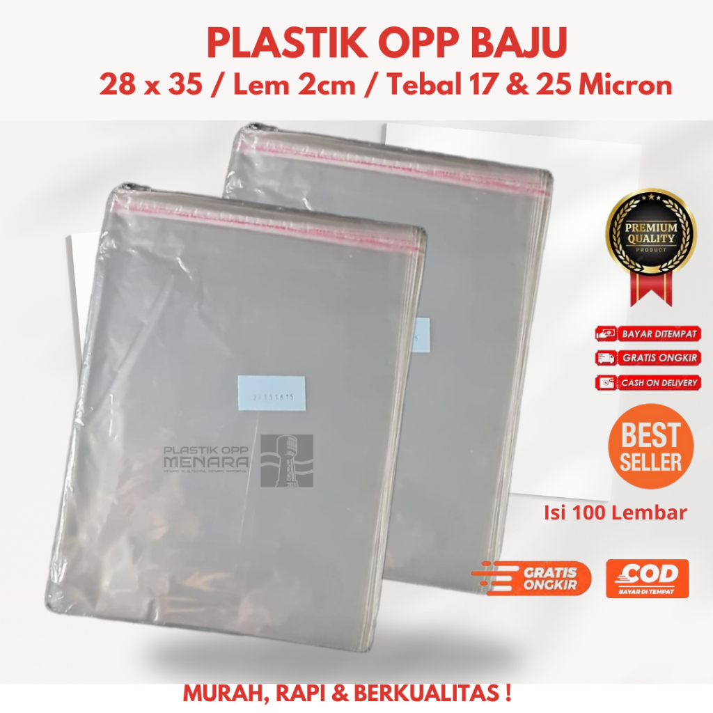 Plastik baju bening Plastik opp baju Plastik opp 28x35