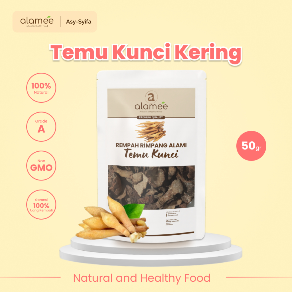 

ALAMEE Temu Kunci Kering Fingerroot Rempah Rimpang Alami Iris Bumbu Seasoning Masakan Masak 50g