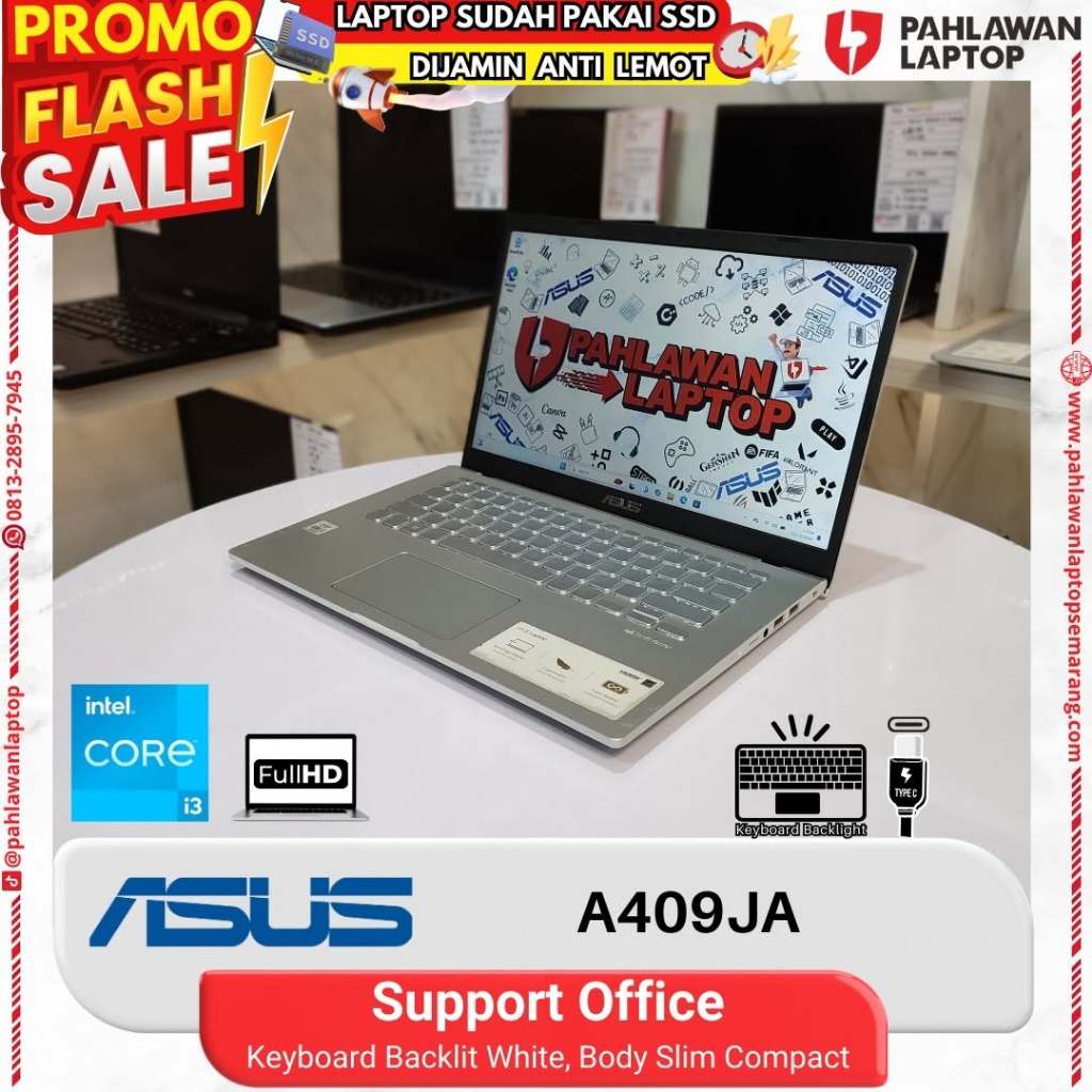 LAPTOP ASUS A409JA Core i3 gen 10 RAM 8GB SSD 256GB Body Slim