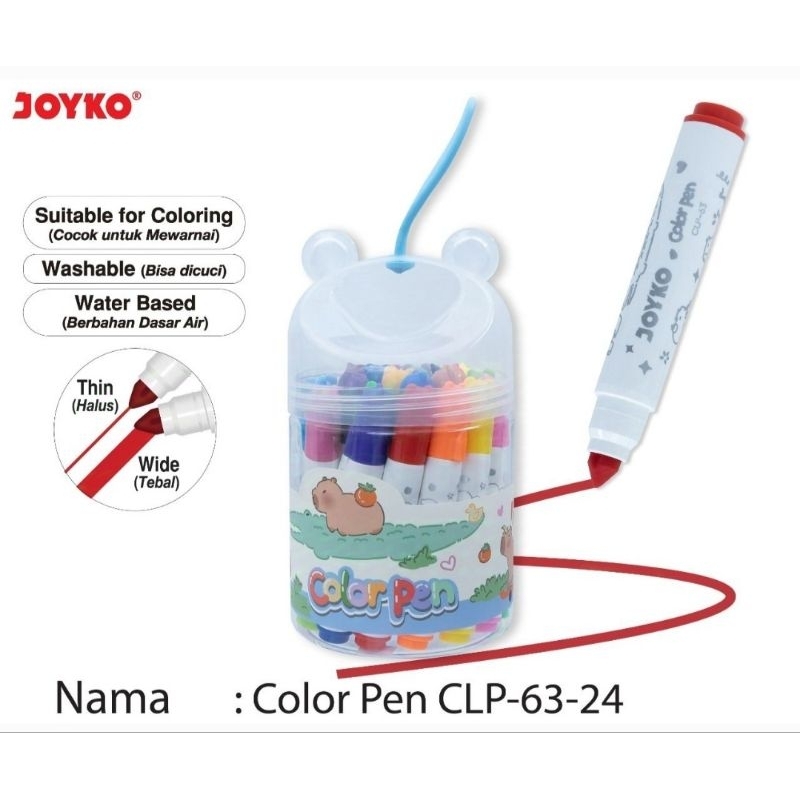 

Color Pen Joyko CLP-63-24 Washable Spidol Jokyo 24 Warna
