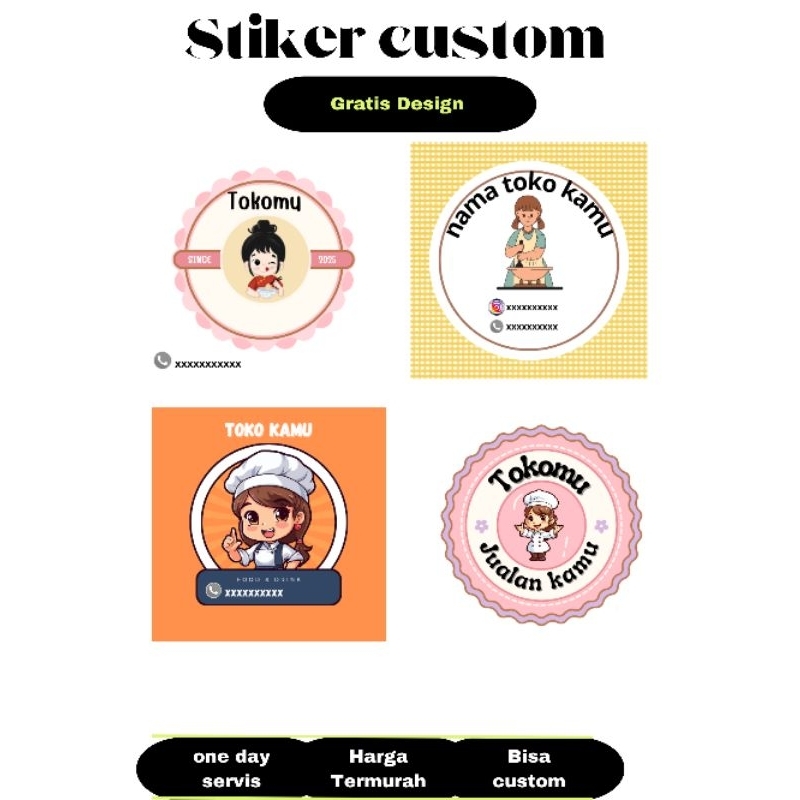 

stiker untuk tempat makanan,berbagai macam,bisa custom