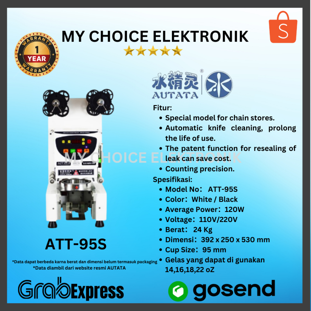 AUTATA Cup Sealer ATT-95S (AUTOMATIC)