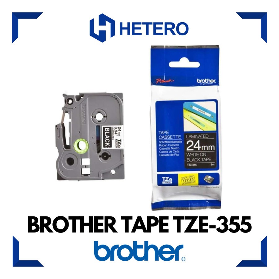 

BROTHER Color Tape TZE-355 White on Black, 24mm