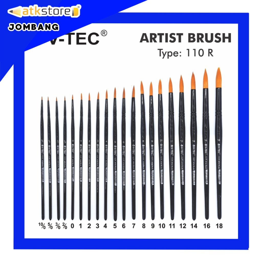 

VTEC Artist Brush Type 110R Round Kuas Artist Brush Painting Coloring Kuas Seni Lukis Lukisan - ATJ