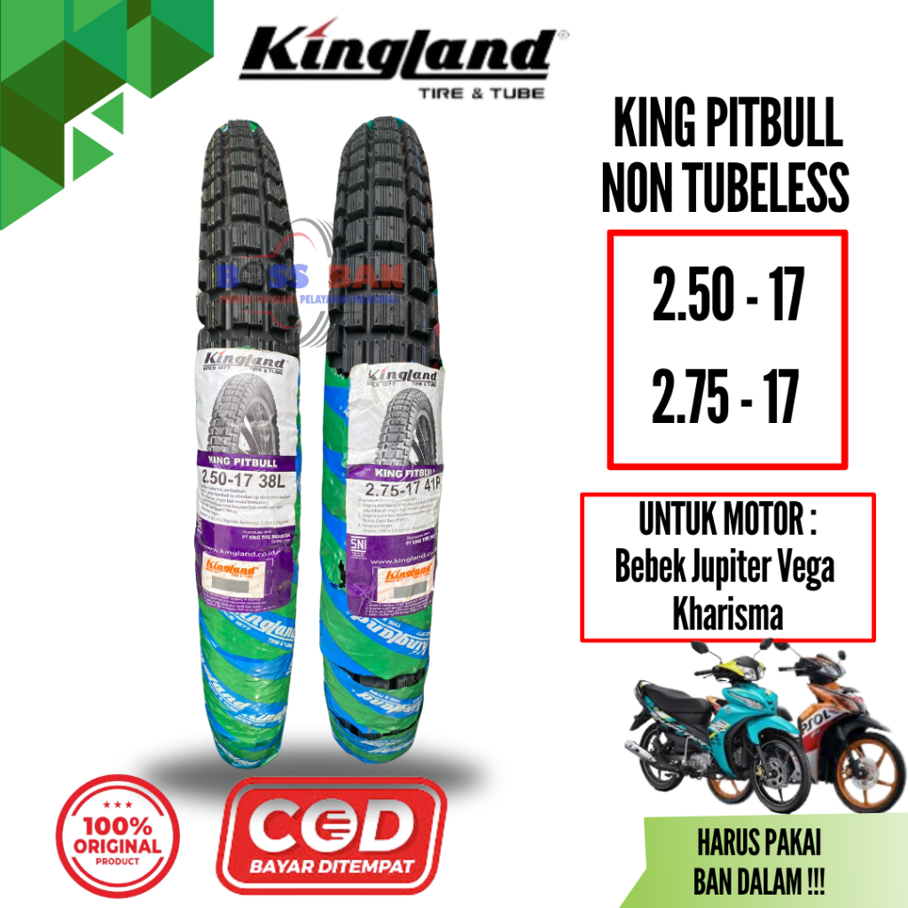 Ban Luar Semi Trail Kingland Pitbull Ring 17 bukan Tubles Original Ban motor Bebek Revo Supra Blade