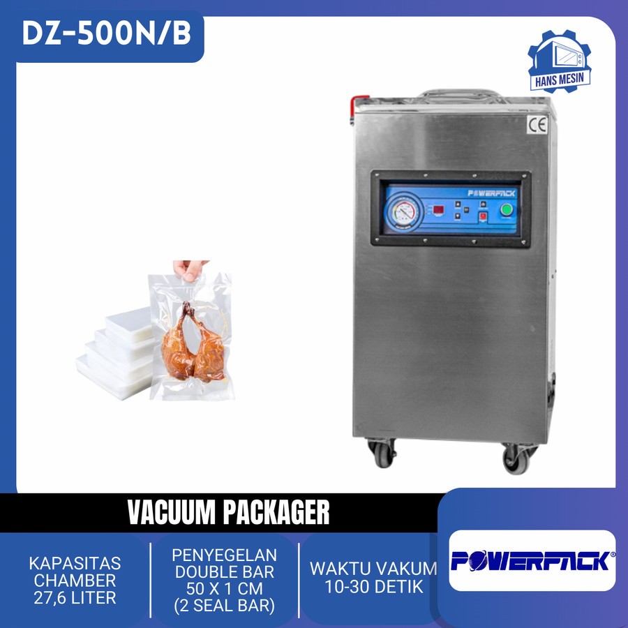 Mesin Vacuum Sealer DZ-500N|B Powerpack - Segel Plastik Otomatis