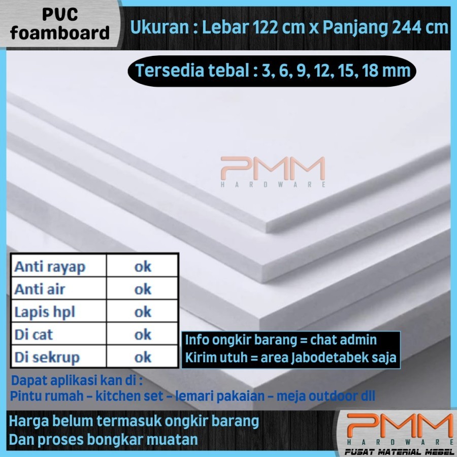 PVC foam board putih white lembaran anti air rayap