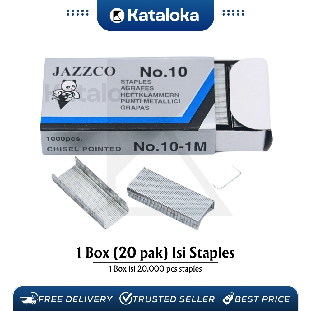 

1 BOX(20 pak kecil) 20,000 Pcs Staples Isi Stapler Refill Stapler JAZZCO No. 10 Biru