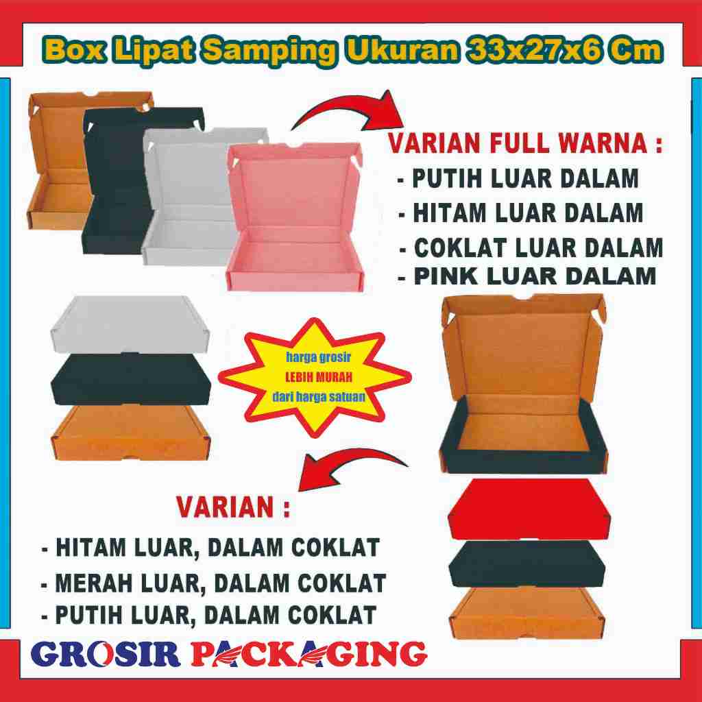 

Box 33x27x6 Cm / Box Lipat Samping / Box Hampers / Kardus Polos