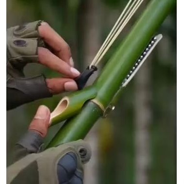 (MODEL 1) SLINGSHOT BAMBOO Tembakan Bambu Tradisional, KETAPEL PEMBURU Cocok untuk Berburu Hama AKUR