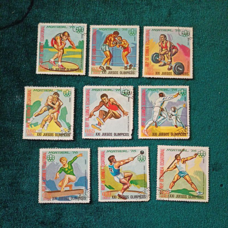 

Stamp Prangko, EQUATORIAL GUINEA , postage stamp from Rep. De Guinea Ecuatorial, showing Salto De Longitud at XXI Olympic Games in Montreal Th. 1976