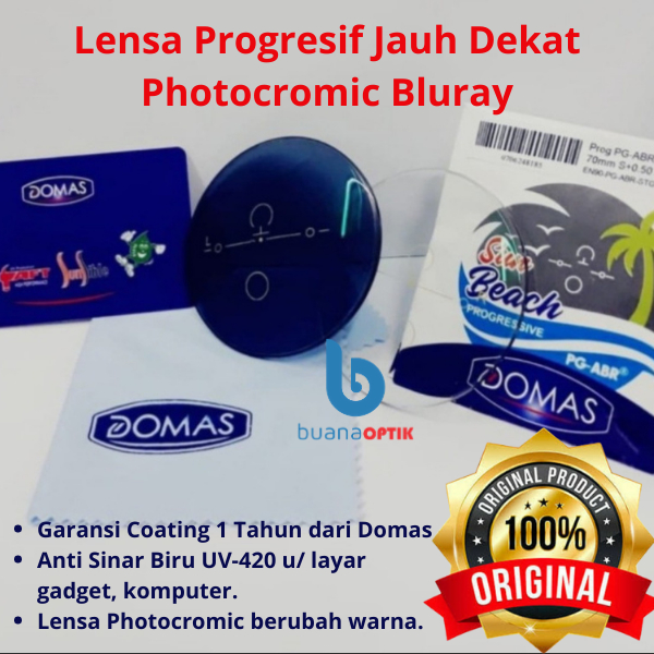 LENSA PROGRESIF BLUCROMIC BLUERAY PHOTOCROMIC SUN BEACH DOMAS UMUR 40 TAHUN KEATAS