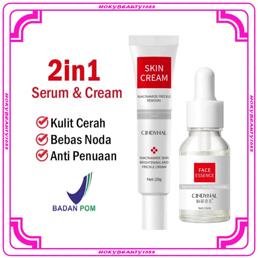 HB [ PAKETAN ] CINDYNAL Serum Wajah Menghilangkan Flek Hitam & Cindynal Skin Cream Memutihkan Wajah 