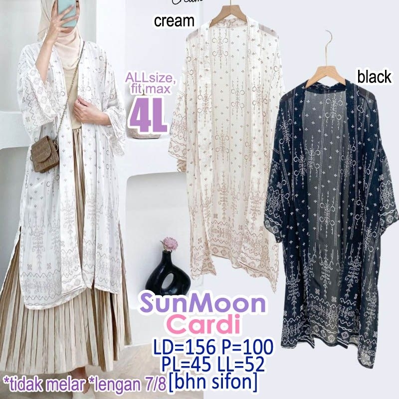 Sunmoon Cardi OUTER CARDIGAN SIFON WANITA HIJAB MUSLIM FRIENDLY BIG SIZE JUMBO 4L 4XL XXXXL XXXL 3XL