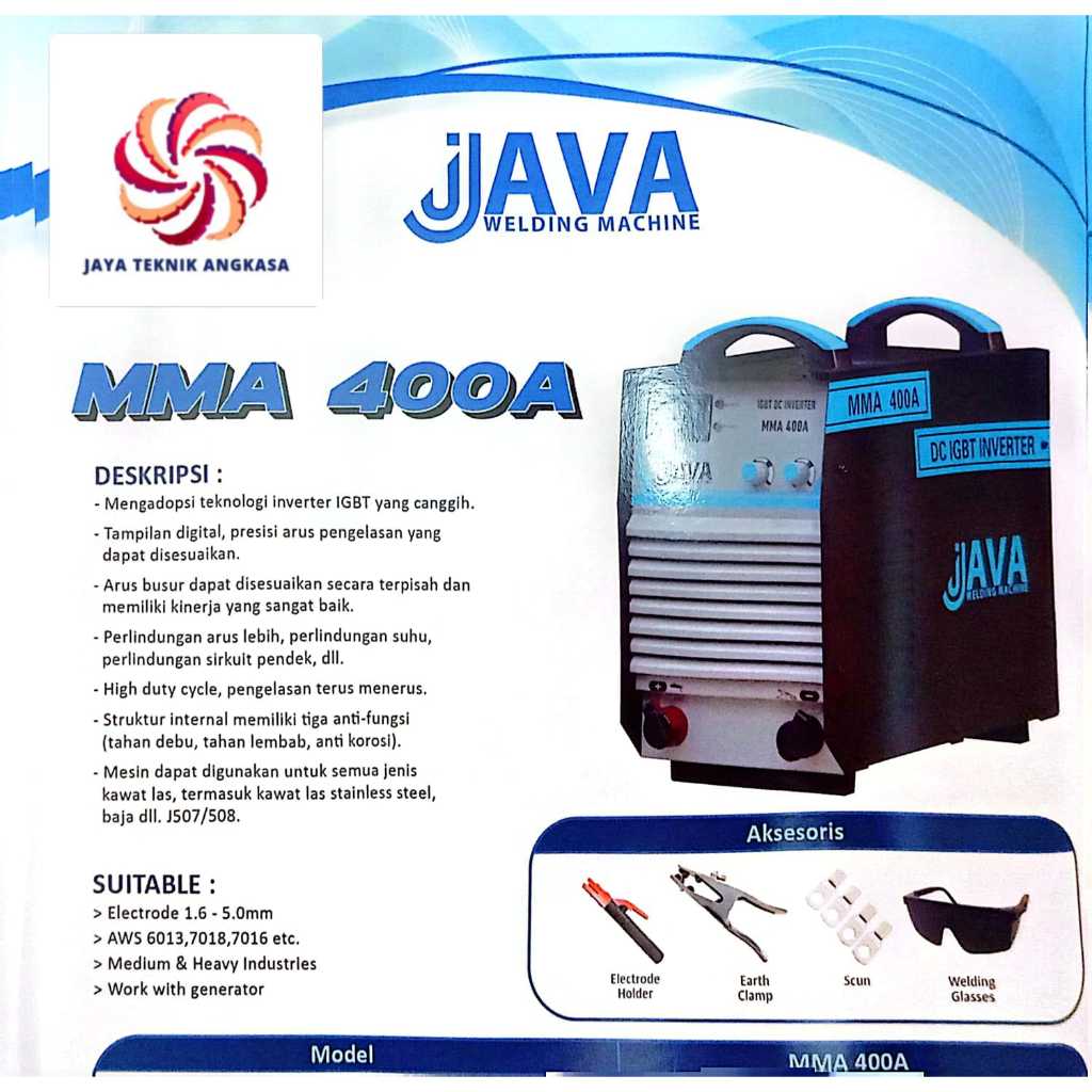 MESIN LAS MMA 400A JAVA WELDING PERLENGKAPAN LAS