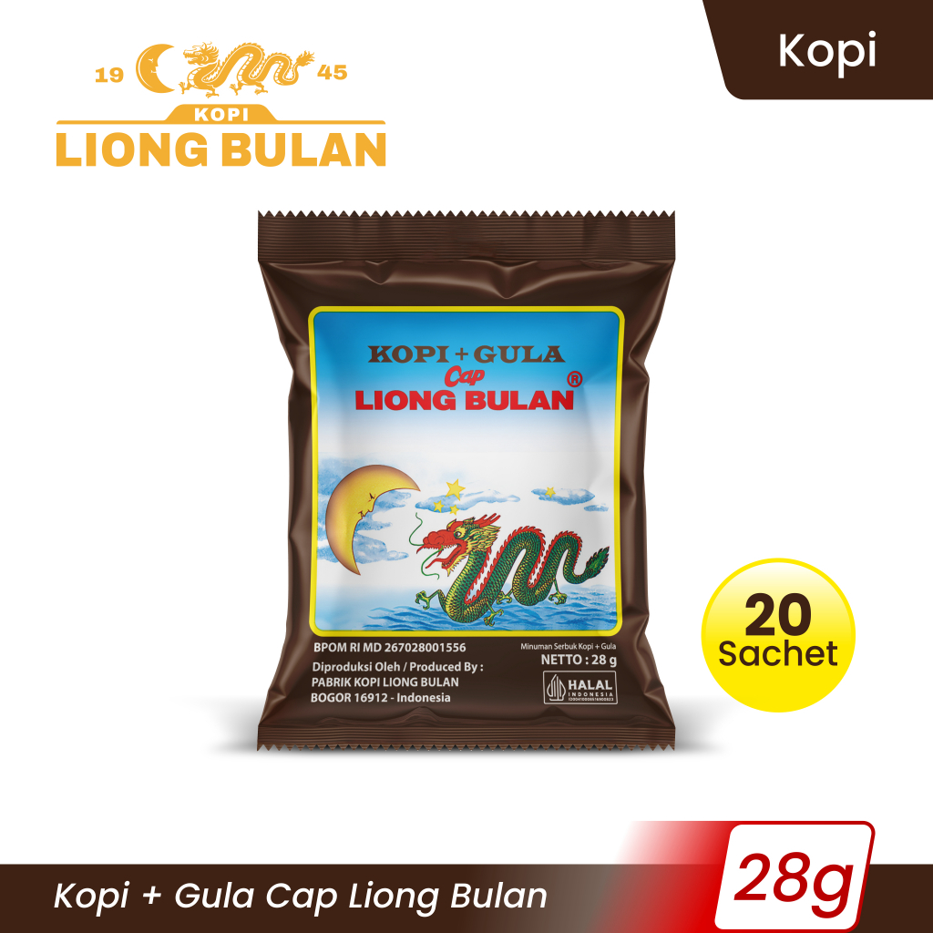 

Kopi Liong Bulan PLUS Gula 28 GR (Isi 20 Sachet)