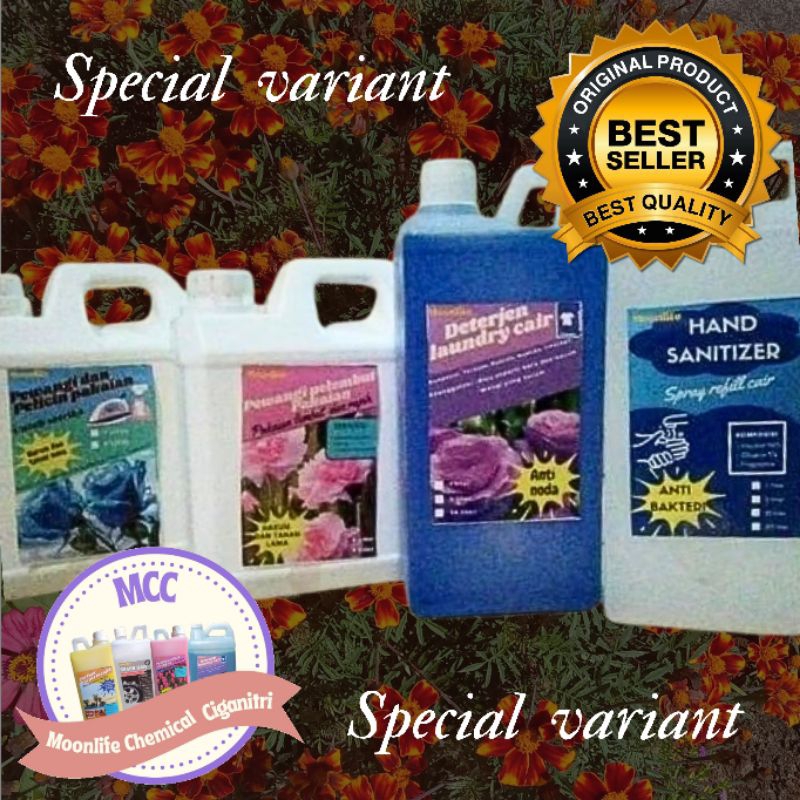 Deterjen cair. pewangi laundry.pelicin setrika. hand sanitizer 1Liter