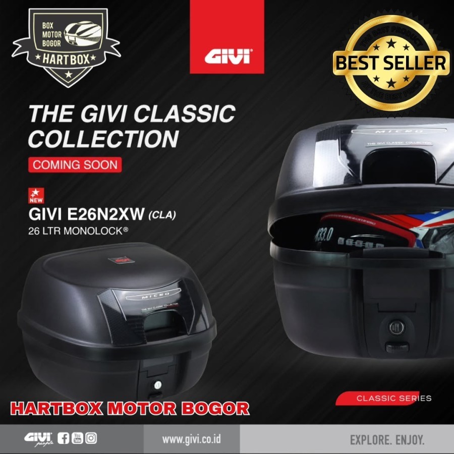 Box Motor GIVI E26 Classic New 2024 Box Motor 26 L Termurah E26N2XW