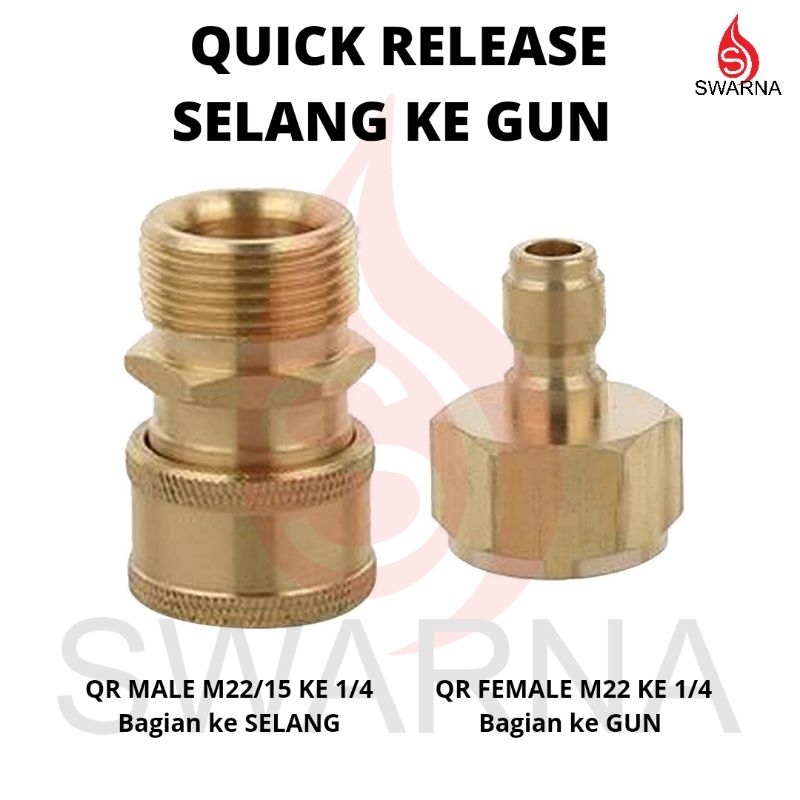 SELANG ke GUN JET CLEANER Quick Release MALE M22/15 dan Female M22