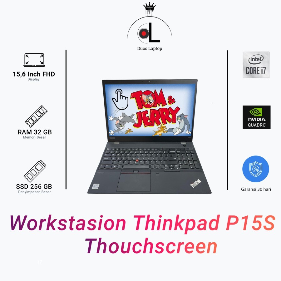 Laptop Workstation Termurah Lenovo P53S Touch | VGA Nvidia Quadro P520 GDDR5 2GB | Core I7 Gen 8 | L