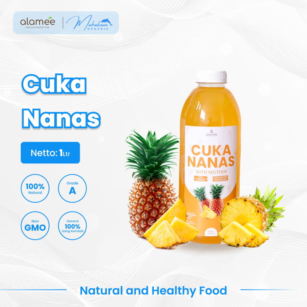 

ALAMEE Cuka Nanas With Mother Pineapple Cider Vinegar Original Organik 1 Liter