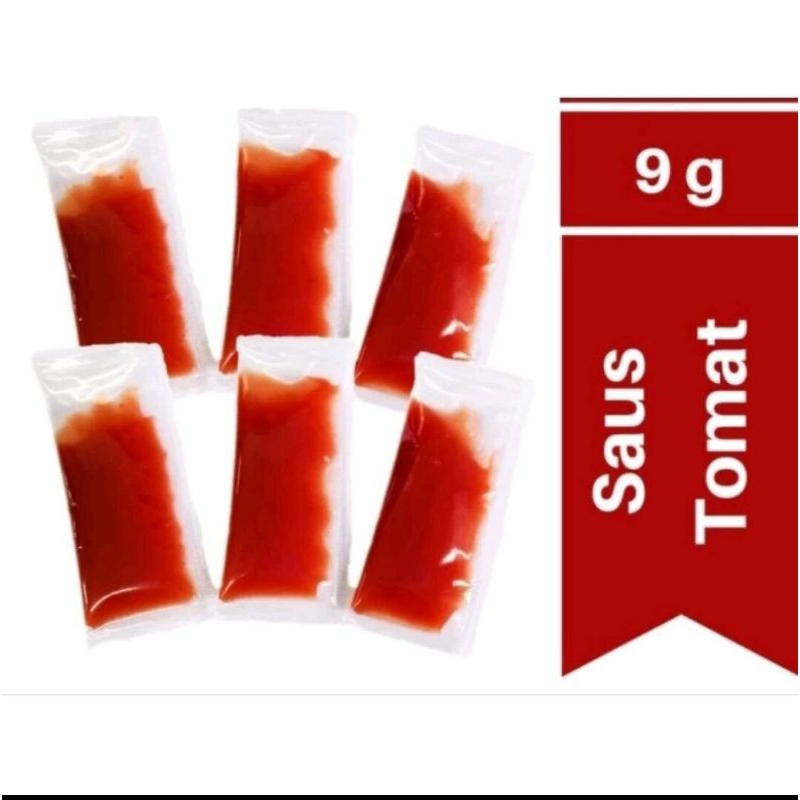 

saus tomat tomato sauce repack isi 9 gr no brand tanpa merk murah 1 pak isi 20 pcs