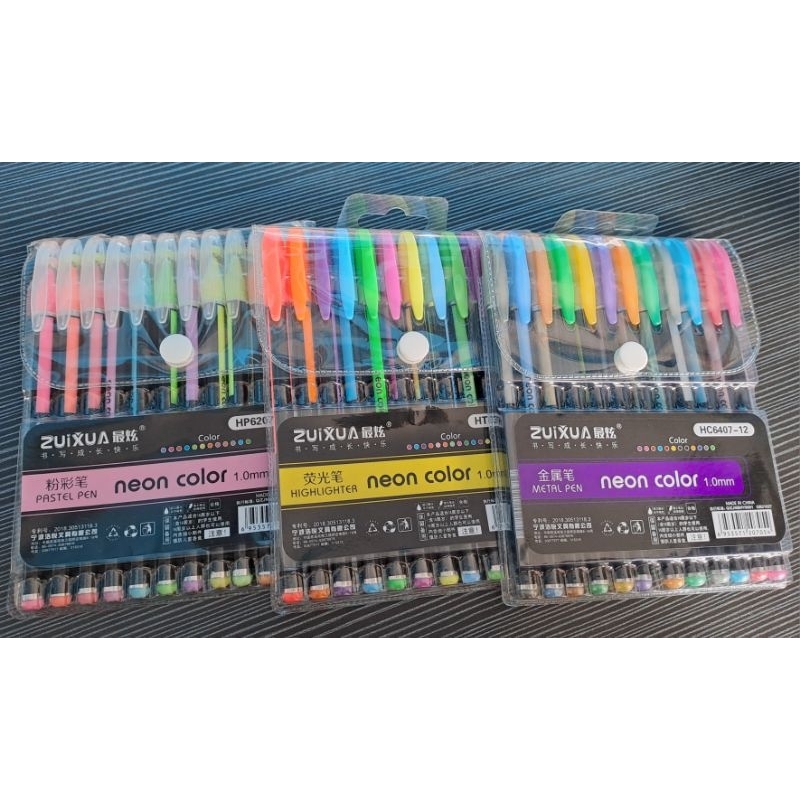 

Pulpen Gel Glitter 13 warna Zuixua Neon Colour