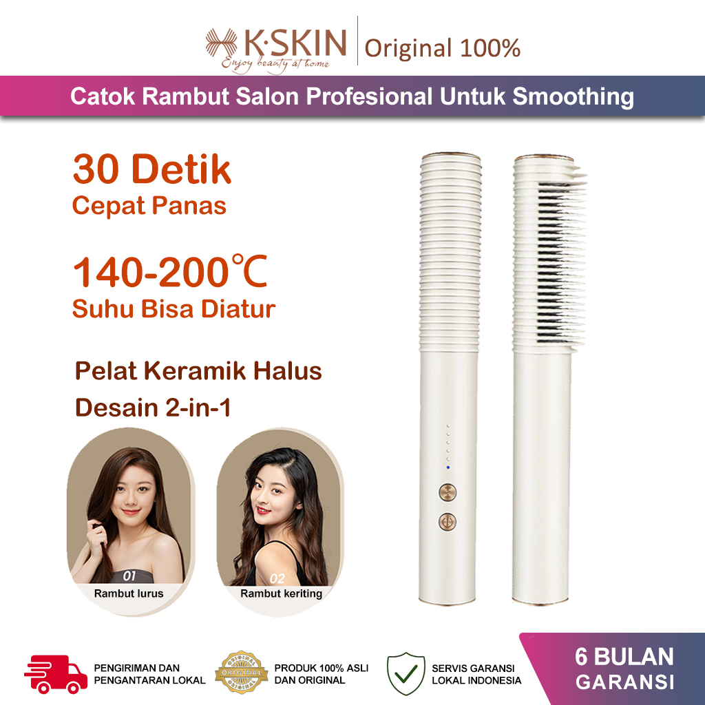 K.Skin CATOK RAMBUT CATOKAN CURLY OTOMATIS 2 IN 1 Hair Curler Catokan Keriting Keramik